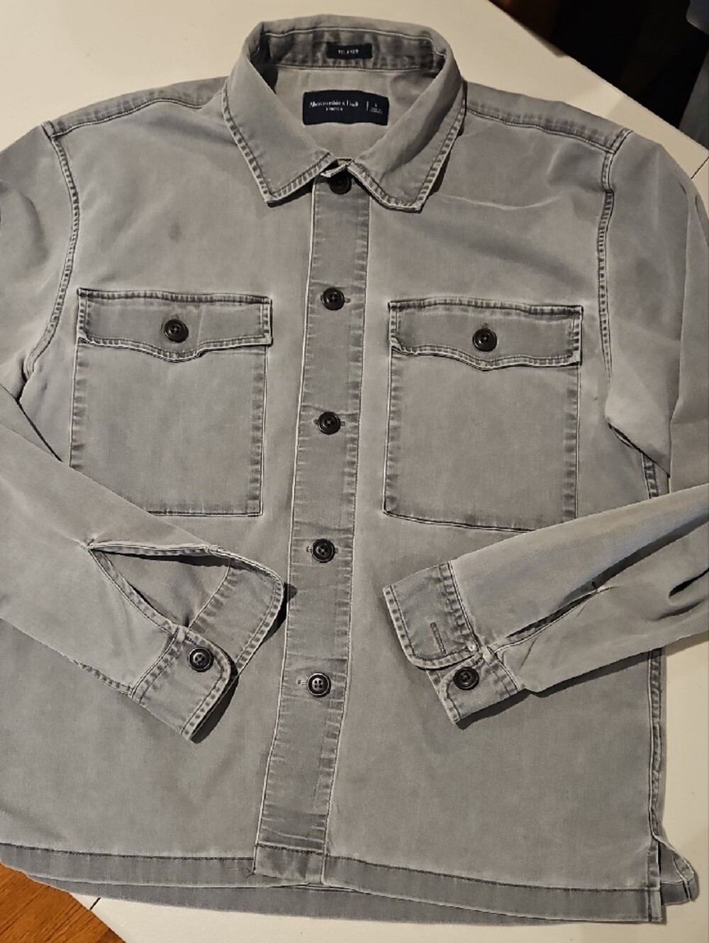 Abercrombie & Fitch Vintage soft Gray Shirt Jacket Button-Front 0193